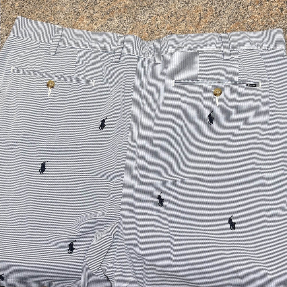Ralph Lauren Navy and White Striped Classic Fit Shorts - Picture 5 of 6